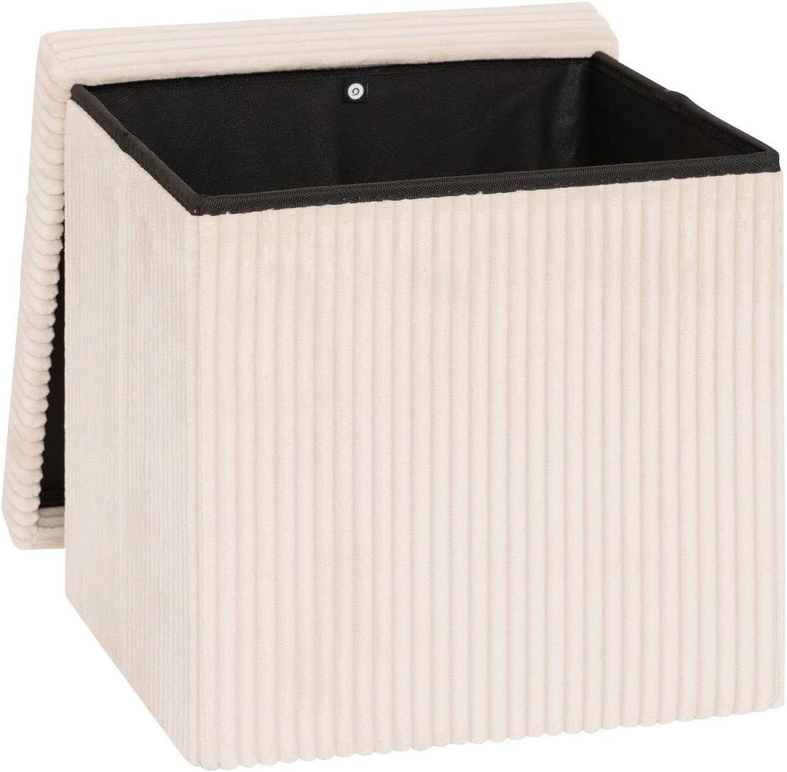 Pouf pliant Arum côtelé 38 x 38 cm ivoire 2