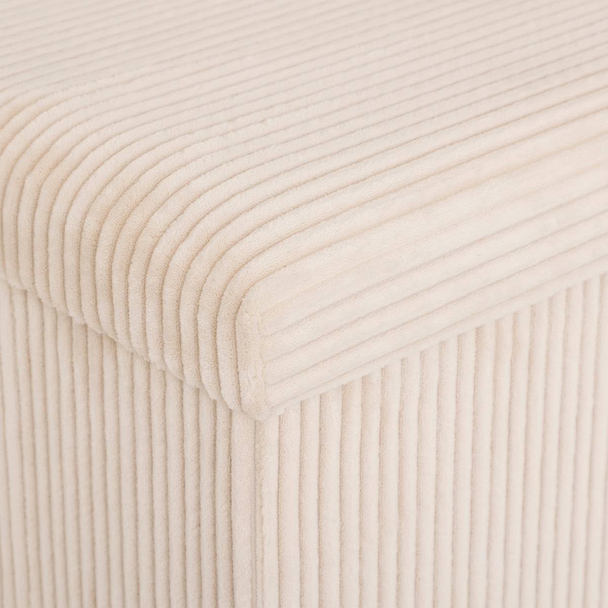 Pouf pliant Arum côtelé 38 x 38 cm ivoire 3