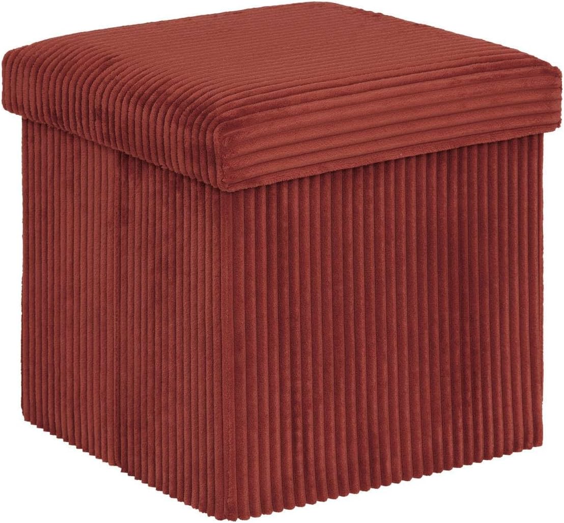 Pouf pliant Arum côtelé 38 x 38 cm ambre