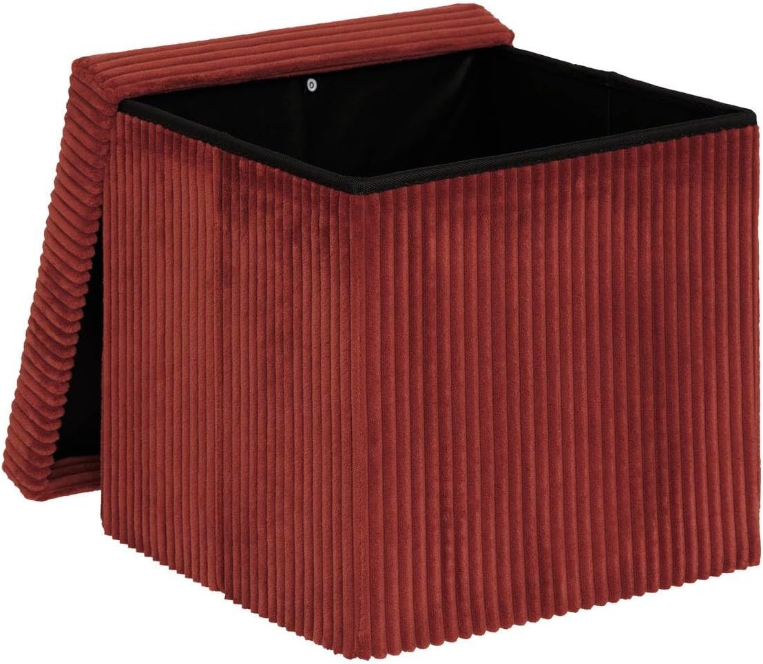 Pouf pliant Arum côtelé 38 x 38 cm ambre