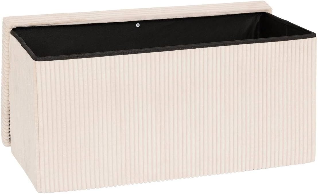Pouf pliant double Arum côtelé 76 x 38 cm ivoire 1
