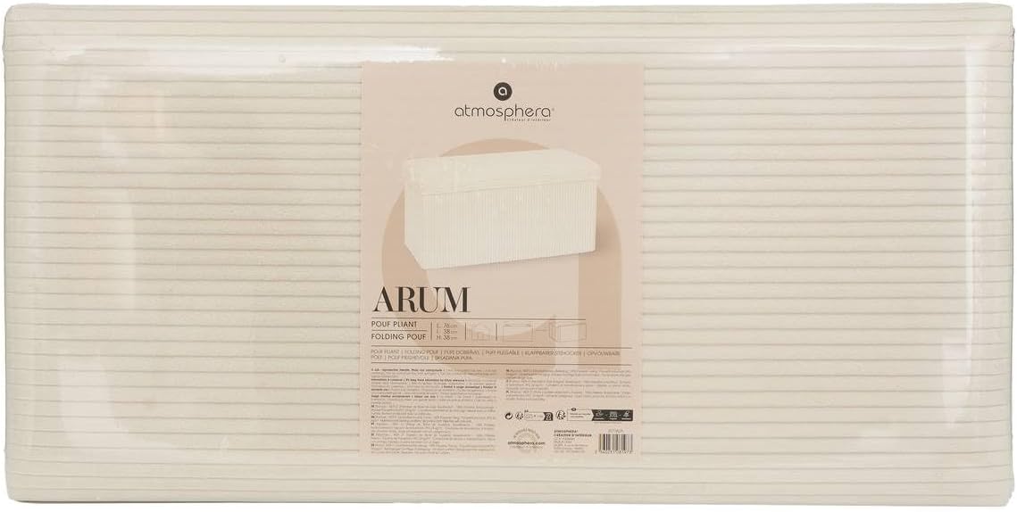 Pouf pliant double Arum côtelé 76 x 38 cm ivoire