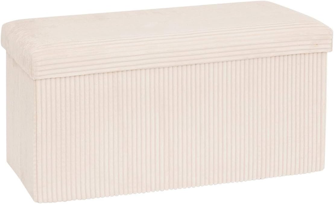 Pouf pliant double Arum côtelé 76 x 38 cm ivoire 3560231081973
