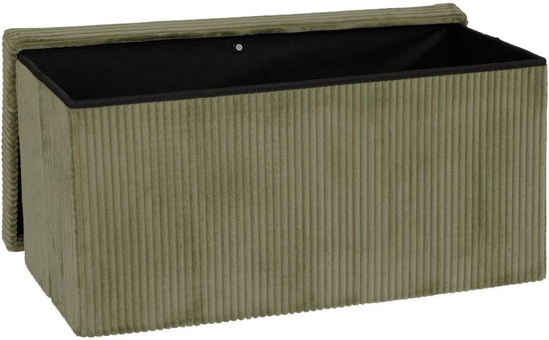 Pouf pliant double Arum côtelé 76 x 38 cm vert kaki 1