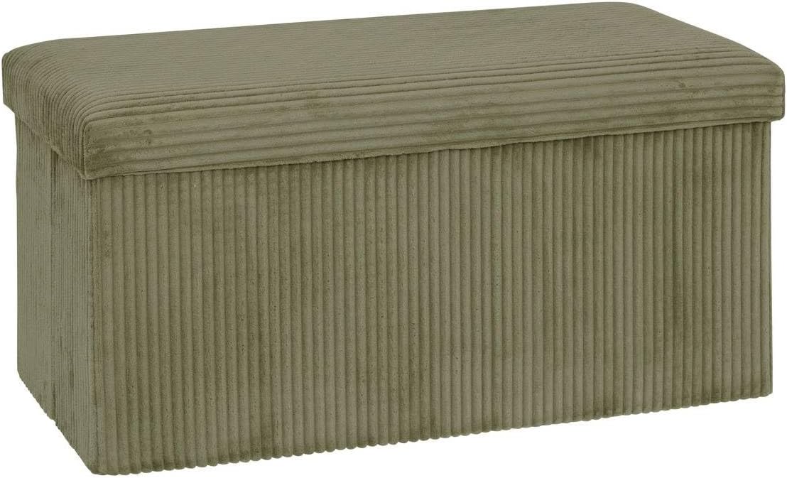 Pouf pliant double Arum côtelé 76 x 38 cm vert kaki