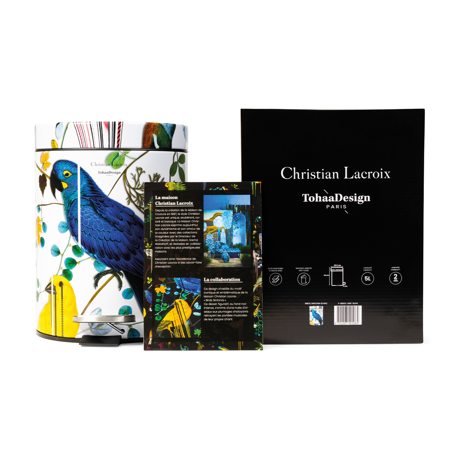 Poubelle 5 L BIRDS SINFONIA BLANC 6