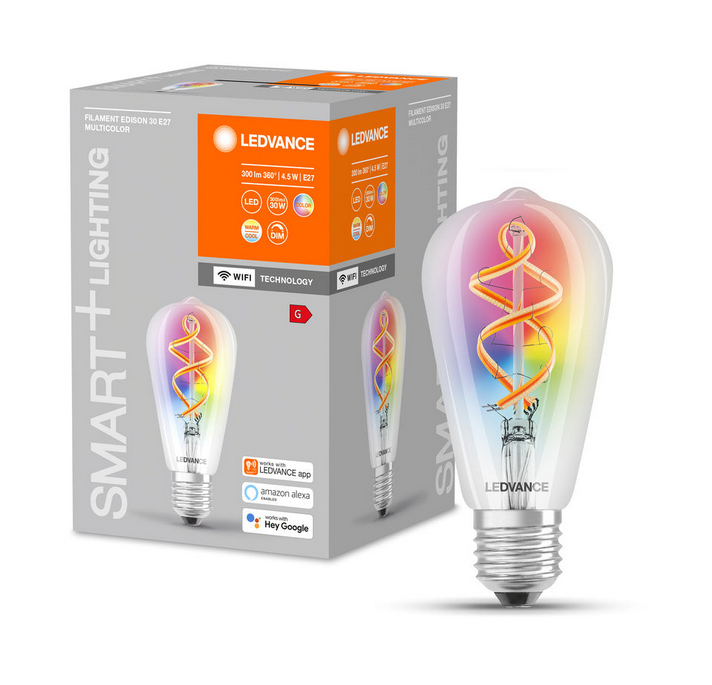 Ampoule Smart + WIFI RGBW - Filament Edison - 4,5W - Single Pack - E27