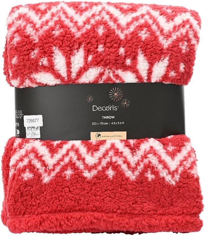Plaid Polaire Rouge et Blanc – 130 x 170 cm