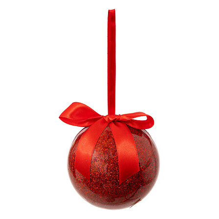 Boule Unie Rouge Pailletée Personnalisable – 9 cm