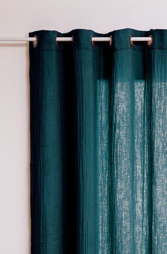 Rideau Gaze de Coton -  Bleu - 130 x 260 cm