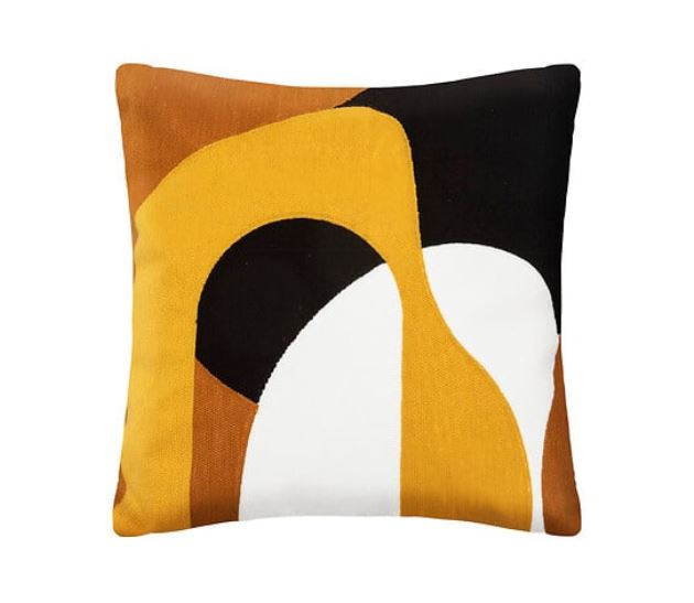 Coussin Brodé Hary - Ocre - 45 x 45 cm