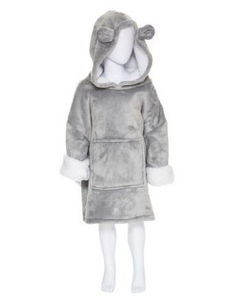 Plaid Sweat Capuche Enfant - Ours - Gris