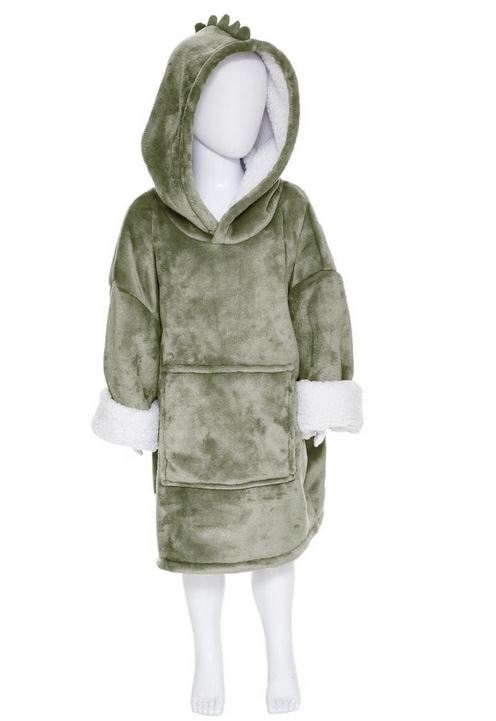 Plaid Sweat Capuche Enfant - Dino - Vert