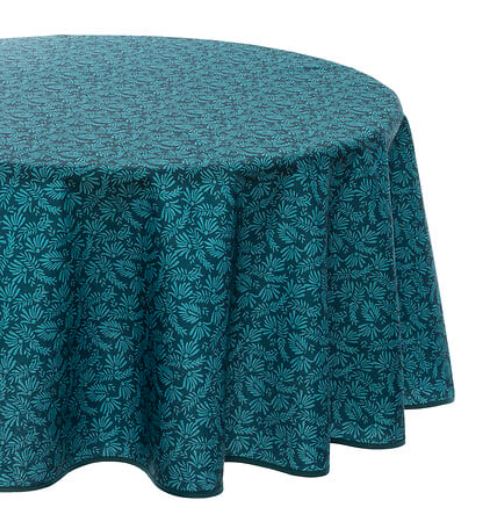 Nappe Ronde Anti Tâche - Imprimée Feuilles - Diam 180 cm