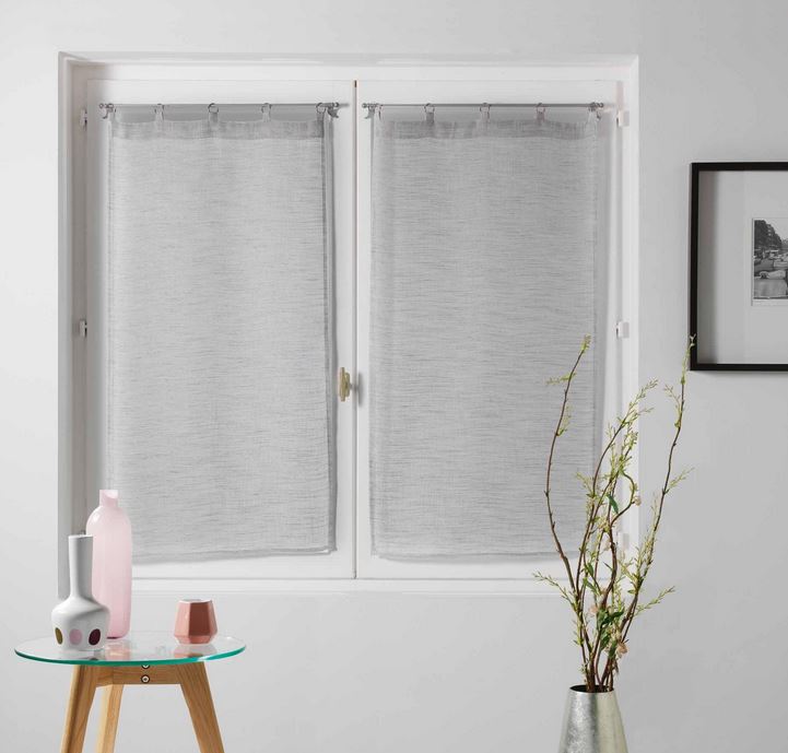 Voilage Milza - Gris - 60 x 120 cm - Lot de 2