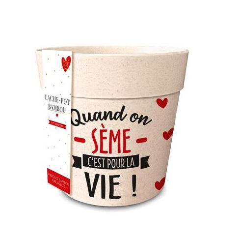 Cache Pot Bambou - QUAND ON SÈME - 13.5 x 12 cm