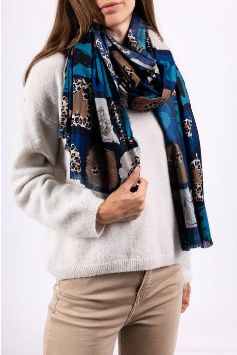 Foulard imprimé coeur léopard Bleu