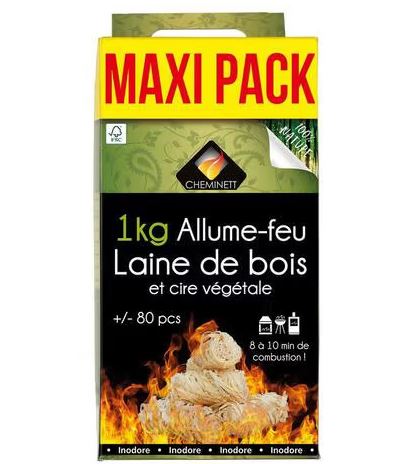 Allume Feux Laine de Bois & Cire Végétale - MAXI PACK - 1 Kg