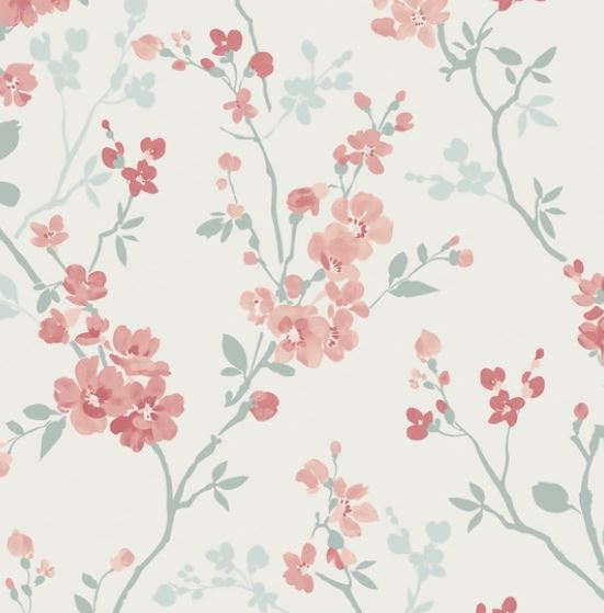 Papier Peint Vinyle Expansé - JASMIN - Gris/Rose