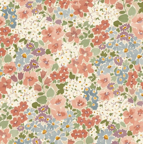 Papier Peint Vinyle / Intissé - DITSY FLOWERS - Rubis
