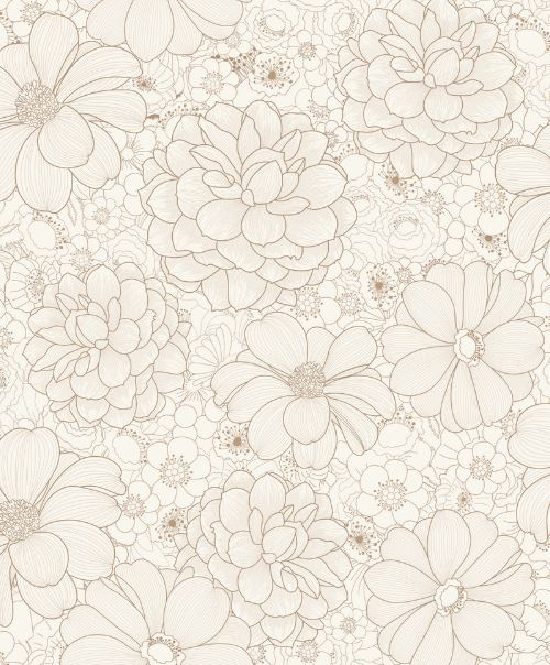 Papier Peint Vinyle Grainé / Intissé - JULES - Fleur Dorée
