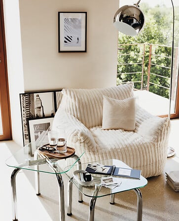 Fauteuil XL velours côtelé Muzi blanc