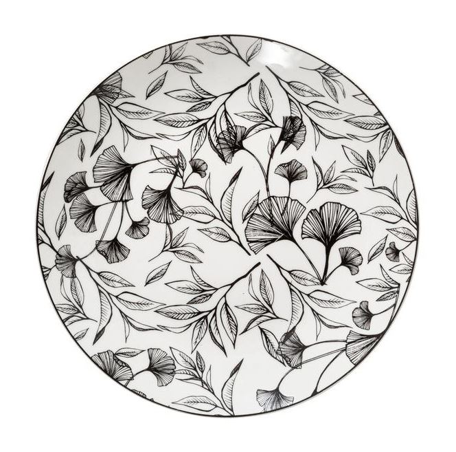 Assiette à Dessert - BLACK FLORAL - Diam 20cm