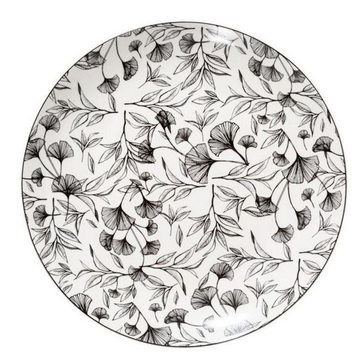 Assiette Plate - BLACK FLORAL - Diam 27cm