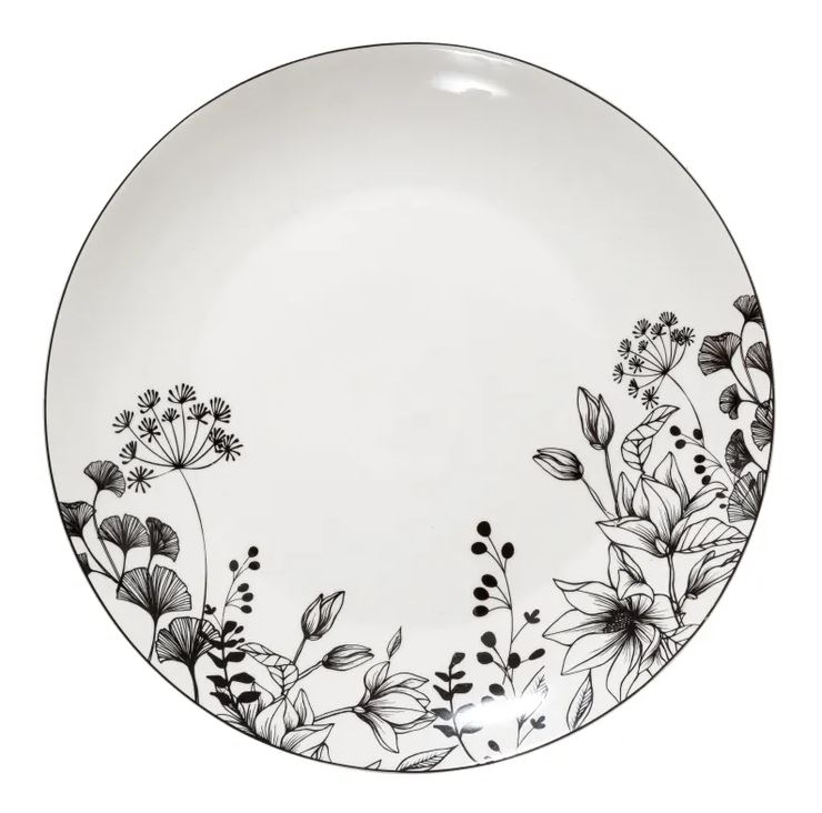 Assiette Plate - WHITE FLORAL - Diam 27cm