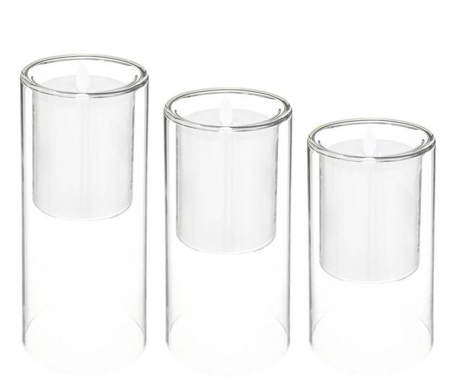 Coffret 3 Bougies LED en Double Verre