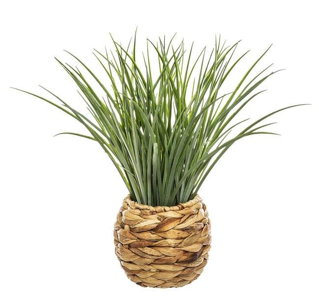 Herbe Artificielle Décorative en Pot Tressé - H.46cm