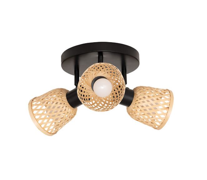 Plafonnier 3 Lampes - LIO - Métal et Bambou