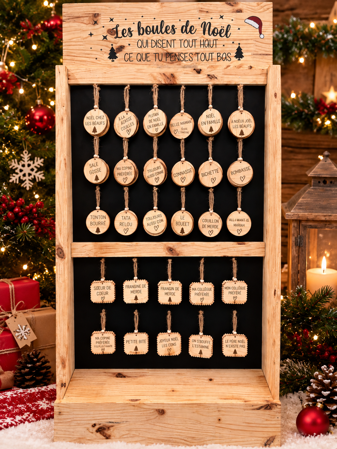 Les Boules de Noël qui Disent Tout Haut ce Que Tu Penses Tout Bas - Diam 7cm - L\'unité