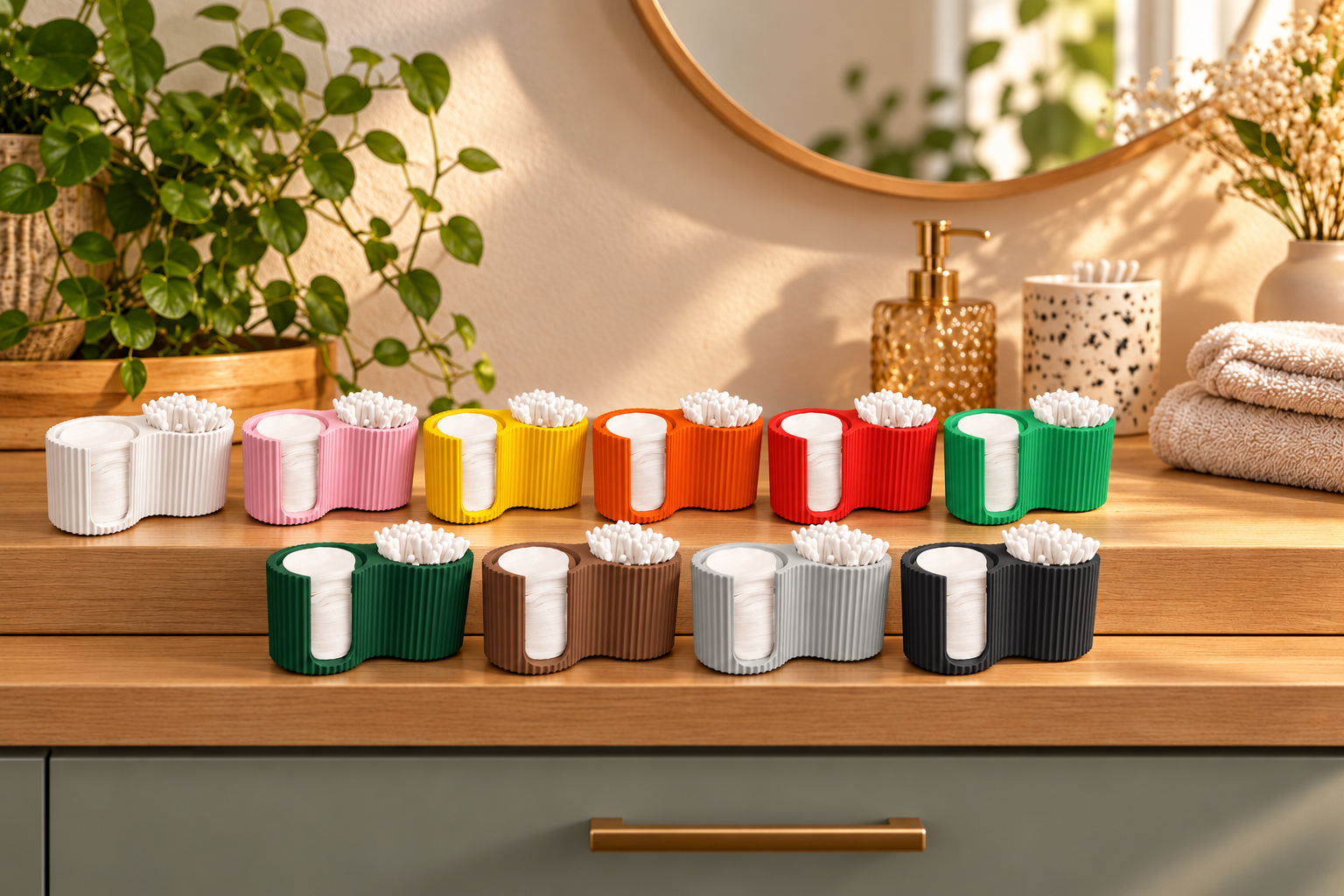 Organisateurs colorés pour salle de bain