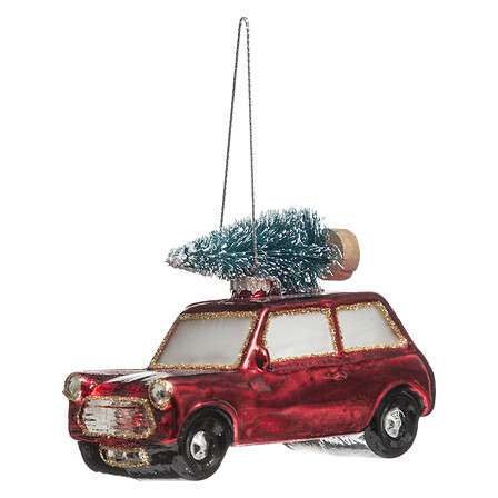 Sujet voiture sapin 10 cm verre
