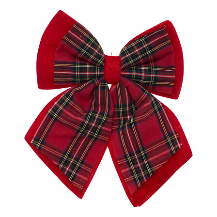 Nœud décoratif tartan rouge et vert – 24 x 19 cm
