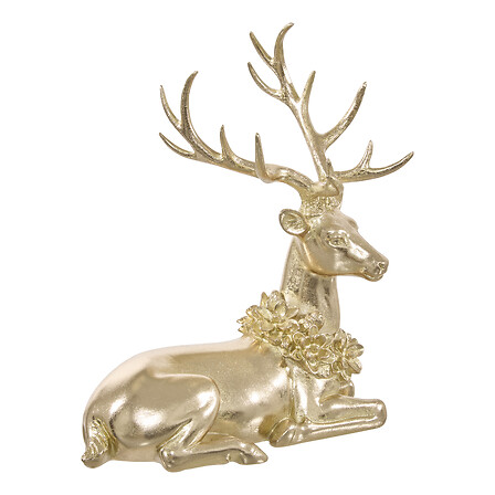 Renne haut 25 cm résine doré