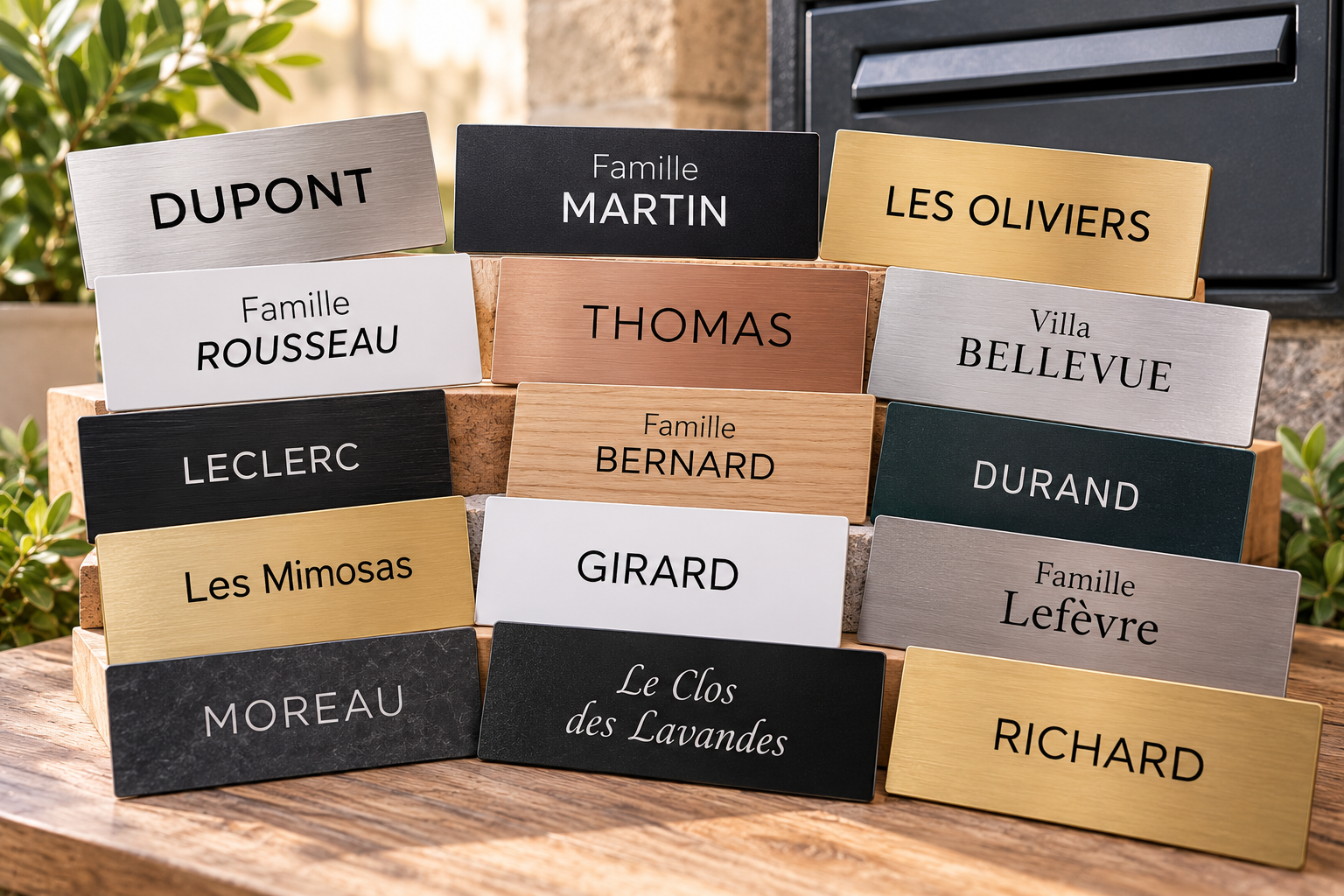 Plaques de boîte aux lettres élégantes et naturelles