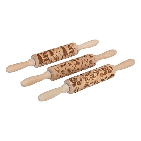 Rouleau à pâtisserie L. 35,5 x D. 4,5 cm bois décor Noël - Coloris aléatoire