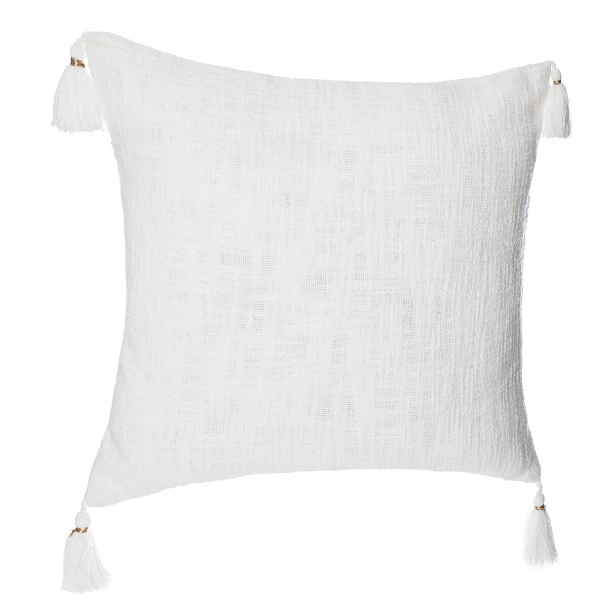 Housse de coussin Slub, coton, blanc, 40x40 cm