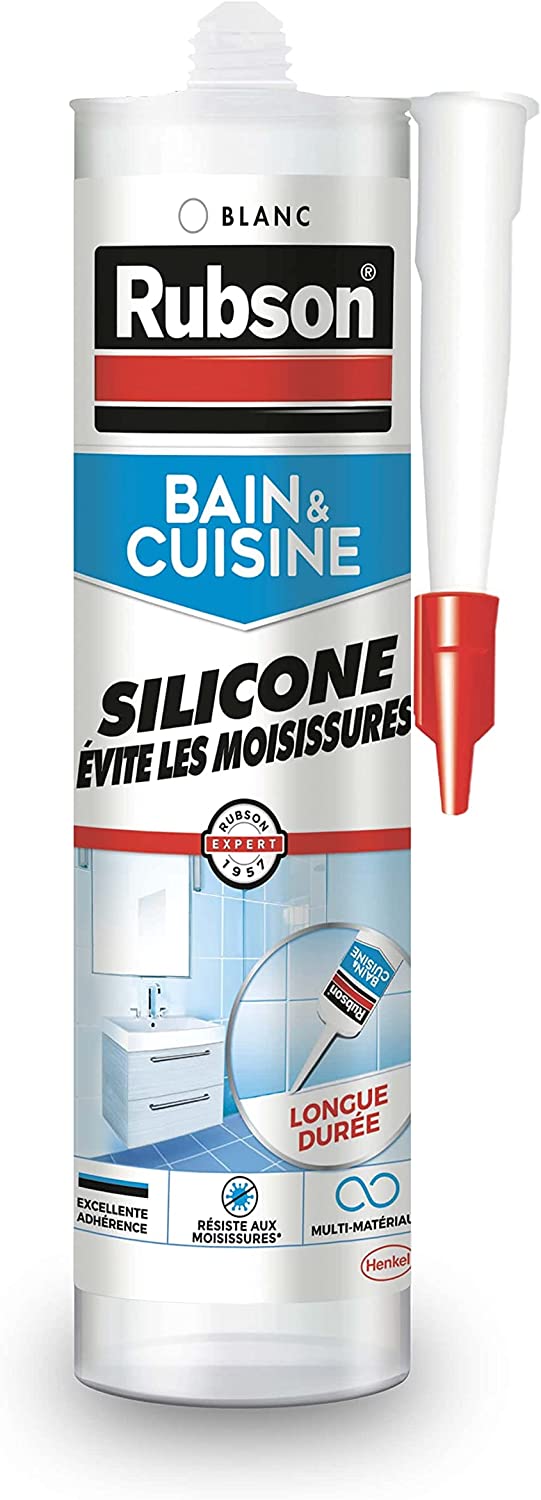 Mastic Bain & Cuisine Pure Silicone Anti-Moisissures Blanc