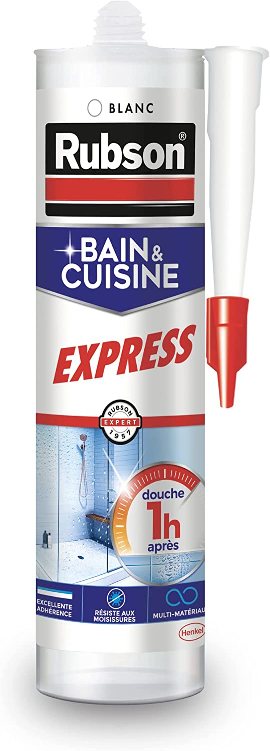 Mastic Bain & Cuisine Express , Joint silicone longue durée résistant aux moisissures blanc