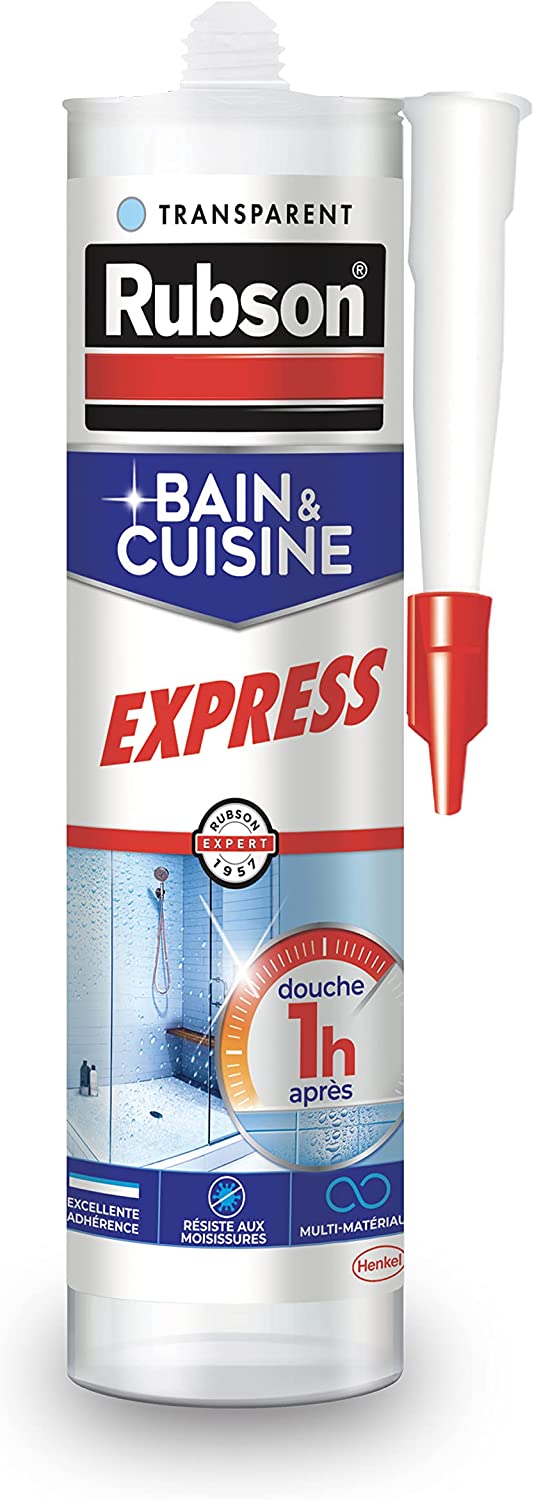 Mastic Bain & Cuisine Express , Joint silicone longue durée résistant aux moisissures transparent