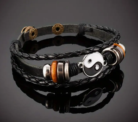 Bracelet en cuir tressé Bagua Yin Yang5