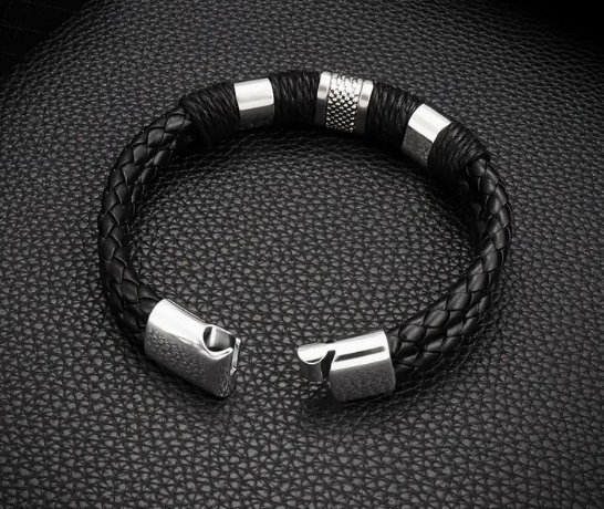 bracelet peau de vache noir3