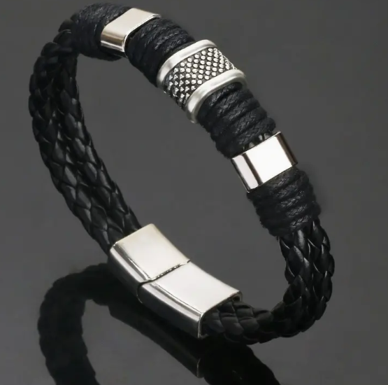 bracelet peau de vache noir