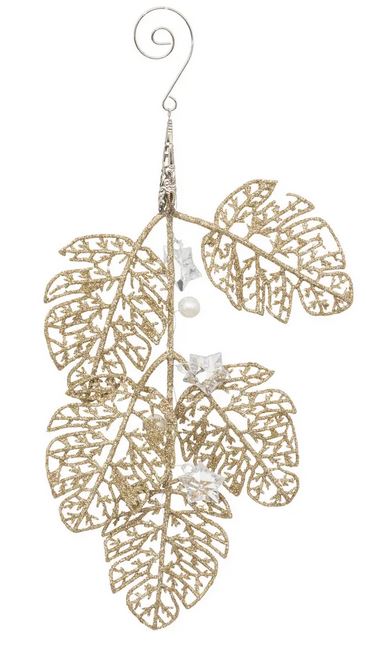Sujet de Noël feuilles tropicales dorées 29cm