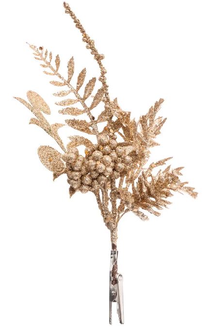 Bouquet doré paillette dorée sur pince