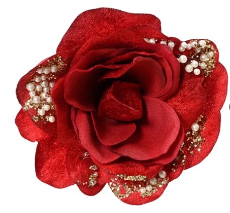 Rose sur clip rouge