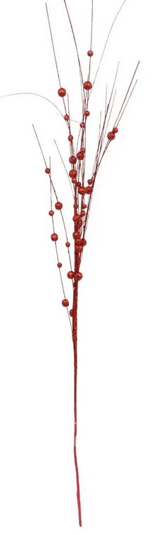 Branche de roseau avec billes rouges 95cm